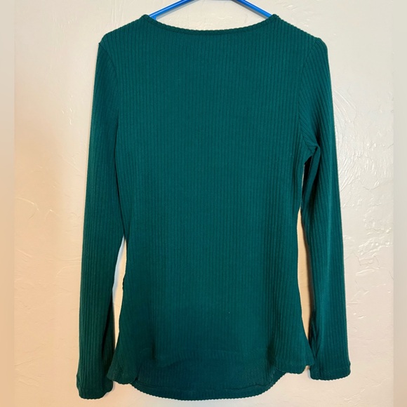 NWOT SHEIN Hunter Forest Green Ribbed maternity nursing sweater -L - Picture 5 of 6